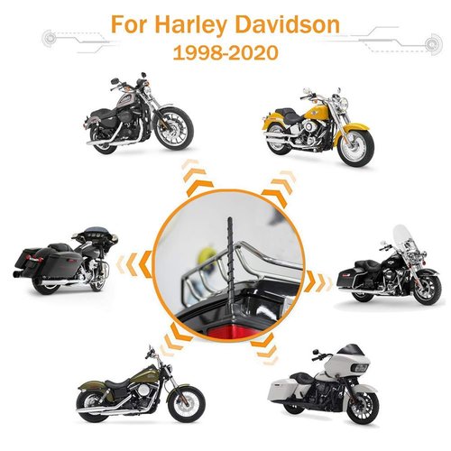 KSaAuto H3 AM/FM Radio Antenna for Harley Davidson Road Street Electra Tour Glide (20 Types Optional) 7 Inch Spiral, Copper Core & Screw, Flexible Rubber, Motorcycle Antenna
