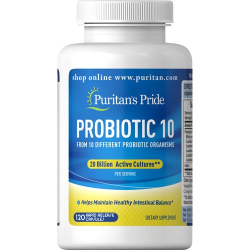 Puritan&#39;s Pride Probiotic 10 with Vitamin D to Help Support Immune System Health, Capsule, 60 Cou...