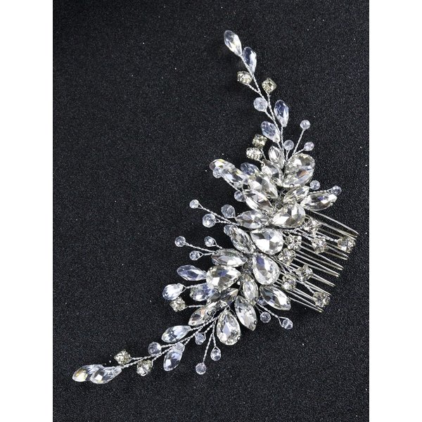 Brihasory Silver Bridal Wedding Hair Comb Handmade Rhinestone and Crystal Wedding Hair Accessories for Brides Elegant Party Prom Tiaras for Girls and Women Anniversary Valentine's Day Bridesmaid Gifts