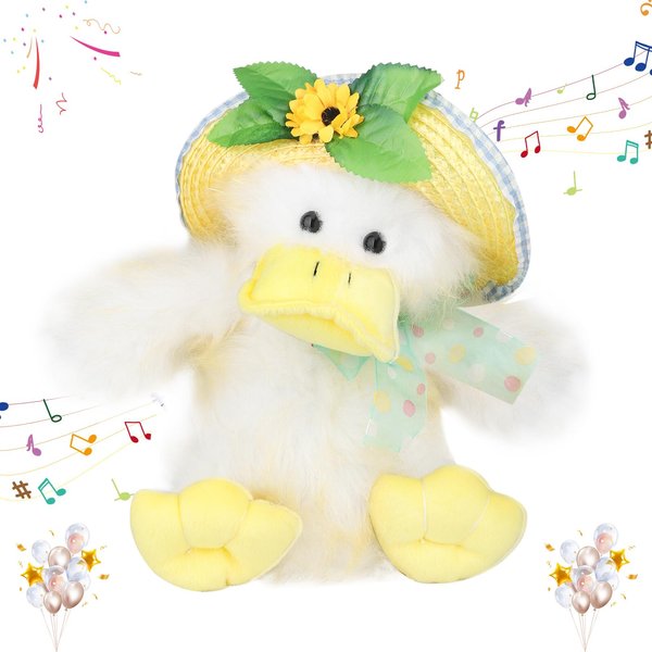 Humor Ted Singing Dancing Easter Basket Toys Duck Toys for Kids, Flapping Wings Shaking Body,Duck Musical Stuffed Animal Musical Birthday Gifts of Funny Easter Toys for Kids Toddlers,12 inch