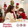 HERSITY Wooden Cupcakes Toys Pretend Play Food Desserts Kids Baking Set, Kitchen Playset for Toddlers 3-5, Tea Party for Little Girls Cooking Games Age 3 4 5 Years Old Girls Boys