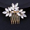 PTORIZNY Wedding Rhinestone Hair Comb Crystal Bride Hair Combs Silver Bridal Side Hair Combs Wedding Bride Hairpiece Hair Accessories for Women (Gold)
