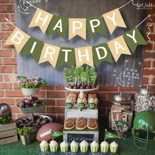 Brown Green Happy Birthday Banner Greenery Theme Birthday Party Supplies Garland Decorations Birthday Signs Nursery Hanging Decor 13pcs