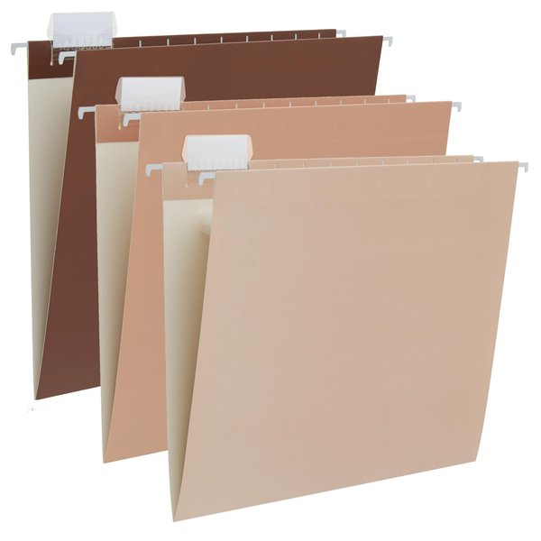 Y YOMA 6 Pack Gradient Hanging File Folders Letter Size Decorative Hanging Folder Pretty File Folder Organizer for Filing Cabinet Office Home with 1/5-Cut Adjustable Tabs, Coco Mocha