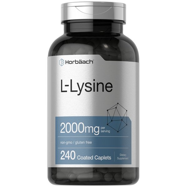 Horbäach L-Lysine | 2000mg | 240 Caplets | Vegetarian, Non-GMO, and Gluten Free Supplement