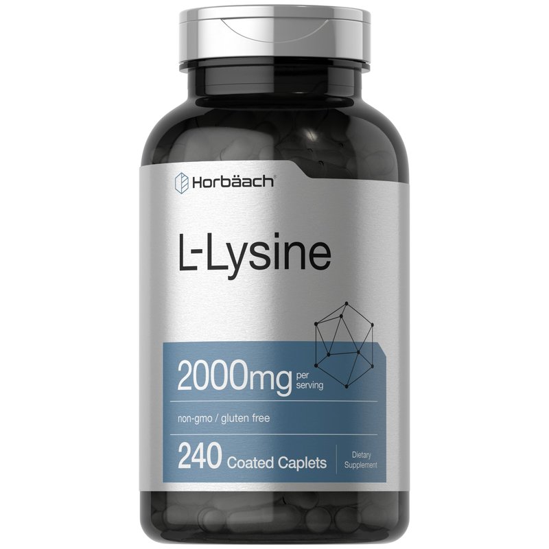 Horbäach L-Lysine | 2000mg | 240 Caplets | Vegetarian, Non-GMO, and Gluten Free Supplement