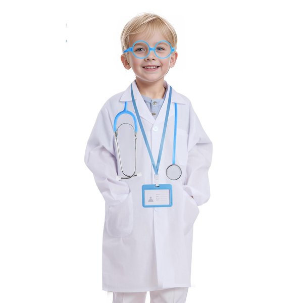 mifengda Doctor Costume Kids Lab Coat and Stethoscope Scientist Dress Up Kit