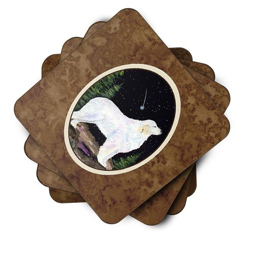 Carolines Treasures Starry Night Great Pyrenees Foam Coaster Set of 4 3 1/2 x 3 1/2 multicolor
