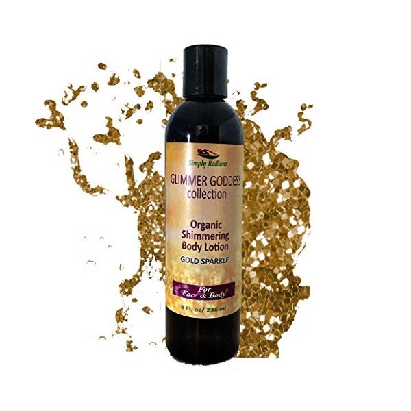 GLIMMER GODDESS Organic Body Lotion - Sexy Level 2 Gold Shimmer, 8 oz