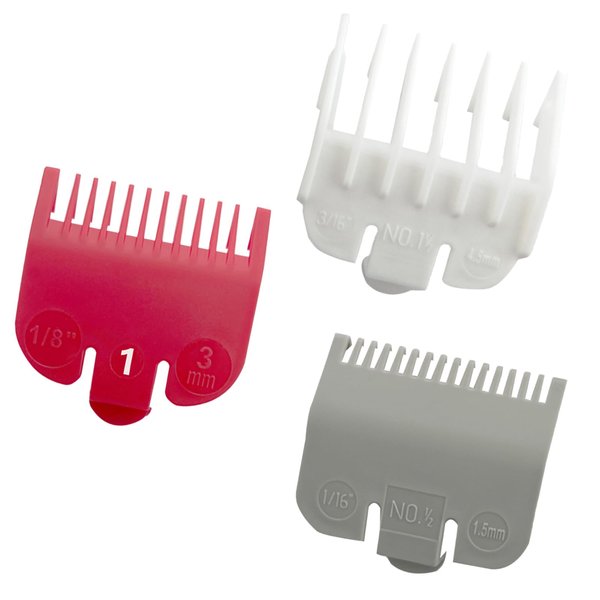 Professional Hair Clipper Guards Cutting Guides Compatible with Wahl Hair Clippers Trimmers - 3 Cutting Lengths 1 1/2” & 1/2” & 1”(1.5 & 3 & 4.5 mm) Fits Most Size Wahl Guide Combs - 3 Color Coded