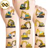 100 PCS Excavator Temporary Tattoos Themed Birthday Party Decorations Decor Supplies Favors Construction Vehicle Truck Tattoo Stickers Gifts For Game Boys Girls Classroom School Prizes Carnival Reward