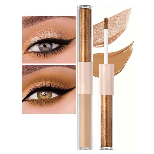 LGSZGDCN 2 in 1 Liquid Glitter Eyeshadow and Matte Eye hadows Eye Makeup Long Lasting, Quick-Drying, Opaque, Gel-Based Formula Vegan & Cruelty-Free (4# Metal Brown)