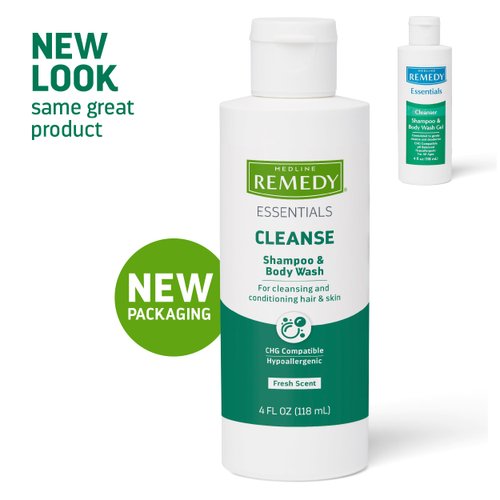 Medline MSC092SBW04H Remedy Basics Shampoo and Body Wash Gel, 4oz.