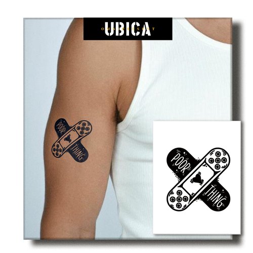 UBICA Temporary Tattoos Adult, 2 Sheets Fake Tattoos, Realistic And Long-Lasting Non-Reflective, Waterproof For 1-2 Weeks, Heart Band-Aid Tattoo Stickers 3.8X4.4in