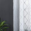 Top Finel Short Sheer Curtains 45 Inch Length for Bathroom,Privacy White and Gray Embroidered Diamond Grommet Window Treatments Curtains for Living Room Bedroom, 2 Panels Set