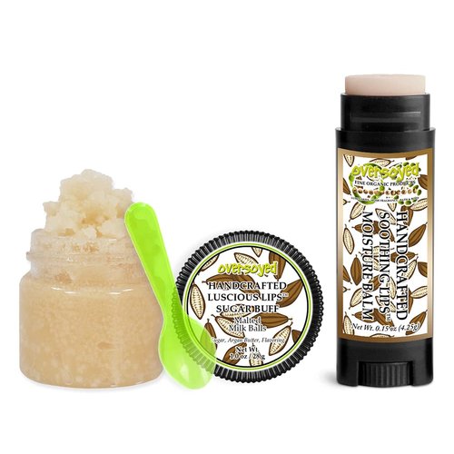 Malted Milk Balls Soothing & Luscious Lips by OverSoyed Exfoliator & Chapped Lip Repair Lip Care Combo | Artisan Handcrafted to Order White Dark Chocolate Cream Sugar Malted Milk Flavored Exfoliating Sugar Lip Scrub & Lip Moisturizer Balm Gift Set