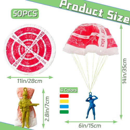 OJYUDD 50 PCS Parachute Toy,Mini Paratroopers Army Parachute Flying Throwing Outside Toys,Tangle Free Throwing Toy Parachute for Toddlers,Party Favors