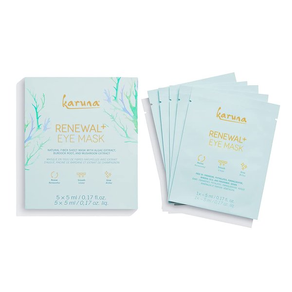 Karuna Skin - Renewal+ Eye Mask, Under Eye Patches for Tired Eyes, Beneath-the- Eye Patch with Burdock Root & Mushroom Extract, Under Eye Patches for Puffy Eyes & Fine Lines, 4 Patches per Pack