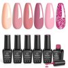 Beetles Gel Nail Polish Set 6 Colors Pink Confetti Collection Classic Nude Pink Glitter Pastel Gel Nail Polish Set Soak Off Uv Led Gel Polish Nail Art Varnish Manicure Kit Gift