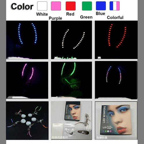 ZCLYHT LED Luminous Eyelash Lamp, Flashing Fake Eyelash Night Lights, False Eyelashes Non Grafting Halloween 6 Colors to Choose From (Purple)