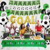 Soccer Party Supplies - 3 Set Soccer Themed Happy Birthday Banners, 1 Table Cloth, 10 Cake Toppers and 15 Soccer Theme Balloons Decorations for Kids and Soccer Fans Birthday Party