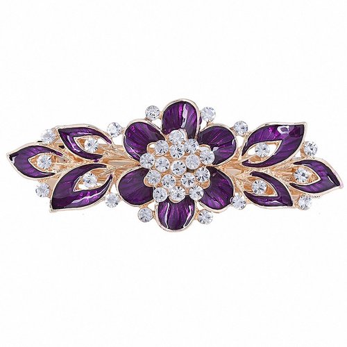 Women Barrettes Colorful Enamel Flower Crystal Rhinestone Hairpin Hair Clips Hair Grips Hair Accessories Updo Ponytail Hair Clip Hanfu Decoration Thick Hair Elegant Ladies Bridal Wedding Formal Event