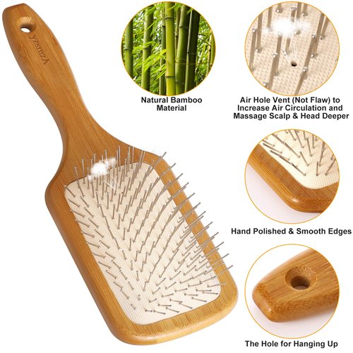 Hair Brush for Thick Curly Hair, Aznrszy Multipurpose Head Scalp Massager with Air Cusion/Stainless Steel Bristles, Men Women Brush for Scalp Stimulation/Hair Growth/Daily Hair Care (Square)