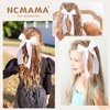 2Pcs Long Ribbon Hair Bows for Girls Hair Clip Silk Hair Bow Ribbon Hair Accessories for Baby Toddlers Infant Teens Kids (White)