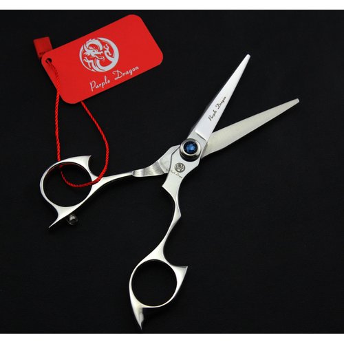 Purple Dragon 5.0 inch 440C Sliver Salon Hair Cutting Scissors Barber Shears with Bag- Perfect for Professional Hairdresser