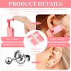 6 Pieces Self Ear Portable Piercing Gun Kit Disposable Nose Piercer with Pierced Earrings Household Body Piercing Tools with Studs for Men Women (Bead Style, Pink)