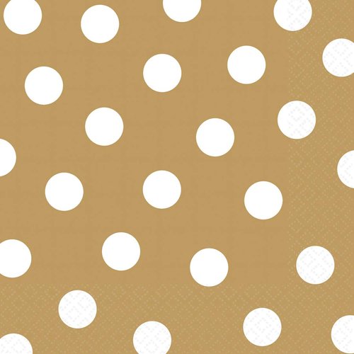 Amscan Luncheon Napkins Party Supplies, 6.5" x 6.5", Gold/White