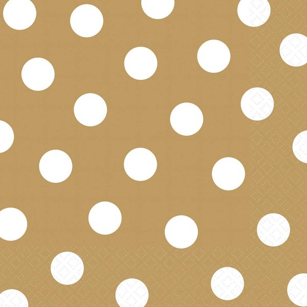 Amscan Luncheon Napkins Party Supplies, 6.5" x 6.5", Gold/White