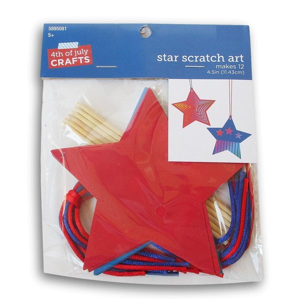 Patriotic Star Scratch Art Craft Kit for 4th of July, Memorial Day, Classroom - Makes 12
