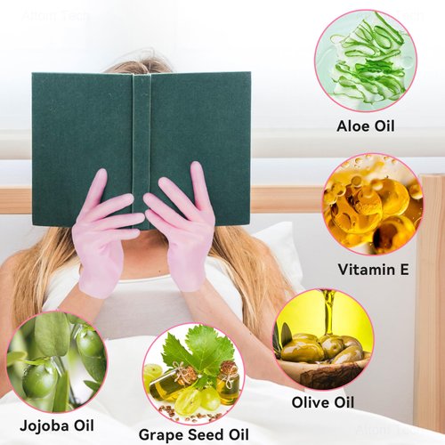 Aphlos Pink Silicone Moisturizing Socks & Gloves (1 Pair Each) for Intensive Hydration, Roughness Relief & Callus Treatment, Hydrating Skin Care for Dry, Cracked Hands & Feet, Suitable for Most Sizes