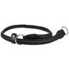 Round Genuine Rolled Leather Choke Dog Collar Black (30" Long)