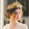 CLOACE Butterfly Crowns Gold Rhinestone Crown and Tiara Bride Wedding Headpiece for Women