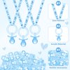 74 Pieces Baby Shower Pacifiers 24 Necklace Acrylic Baby Pacifiers Party Favors 50 Mini Plastic Pacifiers Charm Bulk for Baby Shower Party Decorations Games Table Scatter(Blue)