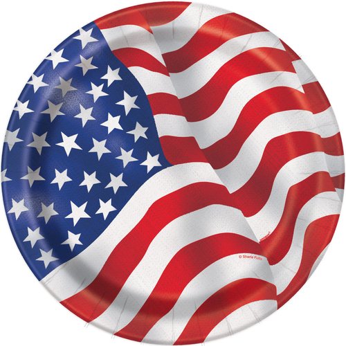 USA Flag Round Dessert Plates - 7" (8 Count) – Premium Quality Paper, Eco-Friendly & Durable, Patriotic Design - Perfect For July 4th & All-American Celebrations