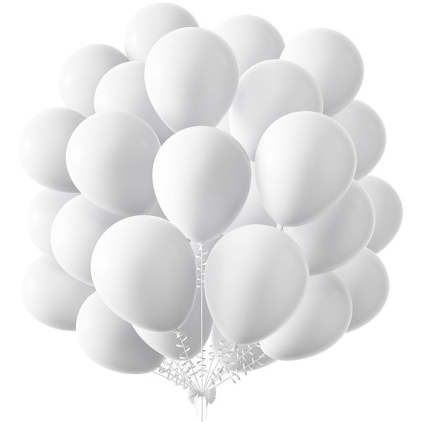 KALOR 10 Inch White Balloons, 100 Pcs Latex Helium Balloons for Kid's Birthday Party Baby Shower Wedding Graduation Graduation Party Decorations