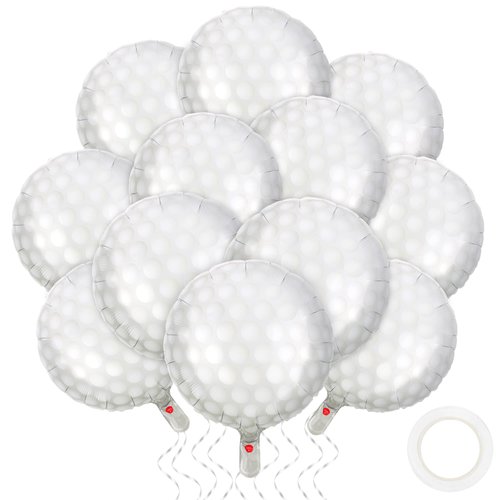 durony 12 Pieces 18 inches Golf Balloons Golf Themed Party Decorations Foil Mylar Golf Ball Balloons For Birthday Sports Graduation Party Decoration