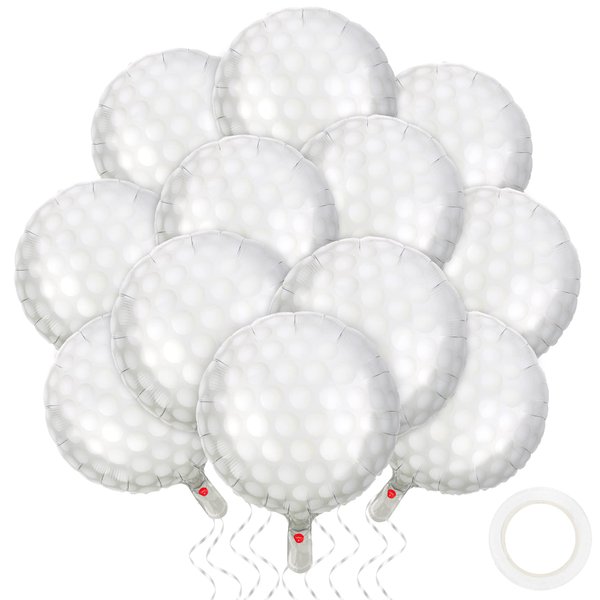 durony 12 Pieces 18 inches Golf Balloons Golf Themed Party Decorations Foil Mylar Golf Ball Balloons For Birthday Sports Graduation Party Decoration