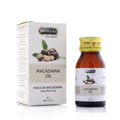 Hemani Macadamia Oil 30ml - Macadamia Integrifolia, Nourishing Skin and Hair, Rich in Antioxidants, Hydrates and Moisturizes, Promotes Healthy Glow.