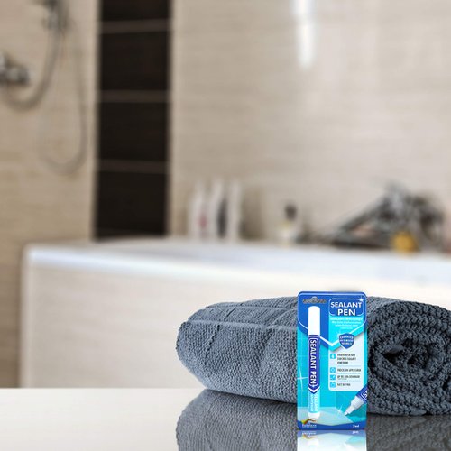 Sealant Pen White Caulk Marker: Waterproof Silicone Colorant Paint, Stain Remover, Sink, Kitchen, Shower, Bathroom Tile - White, Narrow 5mm Tip