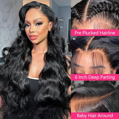 GVRR 13x6 Lace Front Wigs Human Hair Pre Plucked Wigs Body Wave Lace Front Wigs Human Hair 180% Density 13x6 HD Transparent Frontal Wigs Human Hair for Women 20 Inch