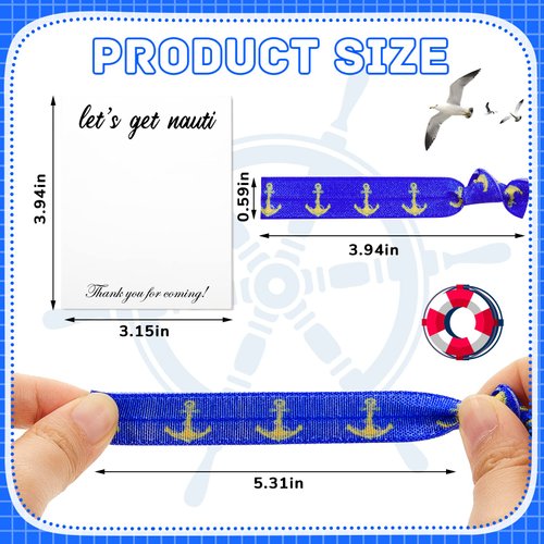 30 Pieces Nautical Hair Ties - Last Sail Before The Veil Party Favors, 3 Styles for Summer Yacht Theme Bachelorette Gift Supplies