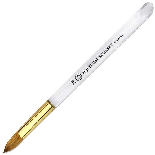 Fuji Brand Kolinsky Hair Professional Clear Acrylic Nail Brush Oval Crimped Shape - Size #20