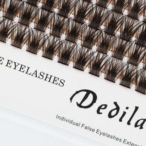 Dedila Brown Cluster DIY Eyelashes Extensions 120pcs Individual Wide Stem False Lashes Makeup False Eyelashes Tools (12mm)