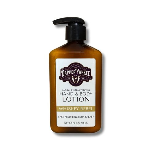 Dapper Yankee Natural Hand & Body Lotion for Men - Whiskey Rebel - Vanilla Whiskey Scent, Moisturizing, Non-Greasy, Fast Absorbing