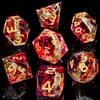 ORIFANTOU Magic Lord of The Rings DND Dice Set Sharp Edge Red Resin Dice with Box, Golden Ring Inclusion D&D Dice RPG Role Playing Games, Dungeons and Dragons D and D Polyhedral Dice Set