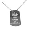 Hat Shark Keep Calm and Allons - Y Tv Show Logo Symbol - Military Dog Tag, Luggage Tag Metal Chain Necklace
